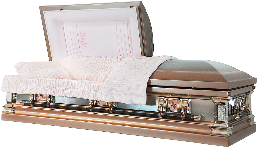 8951ss - Stainless Steel Casket<br>Brushed Silver Rose Shaded Platinum